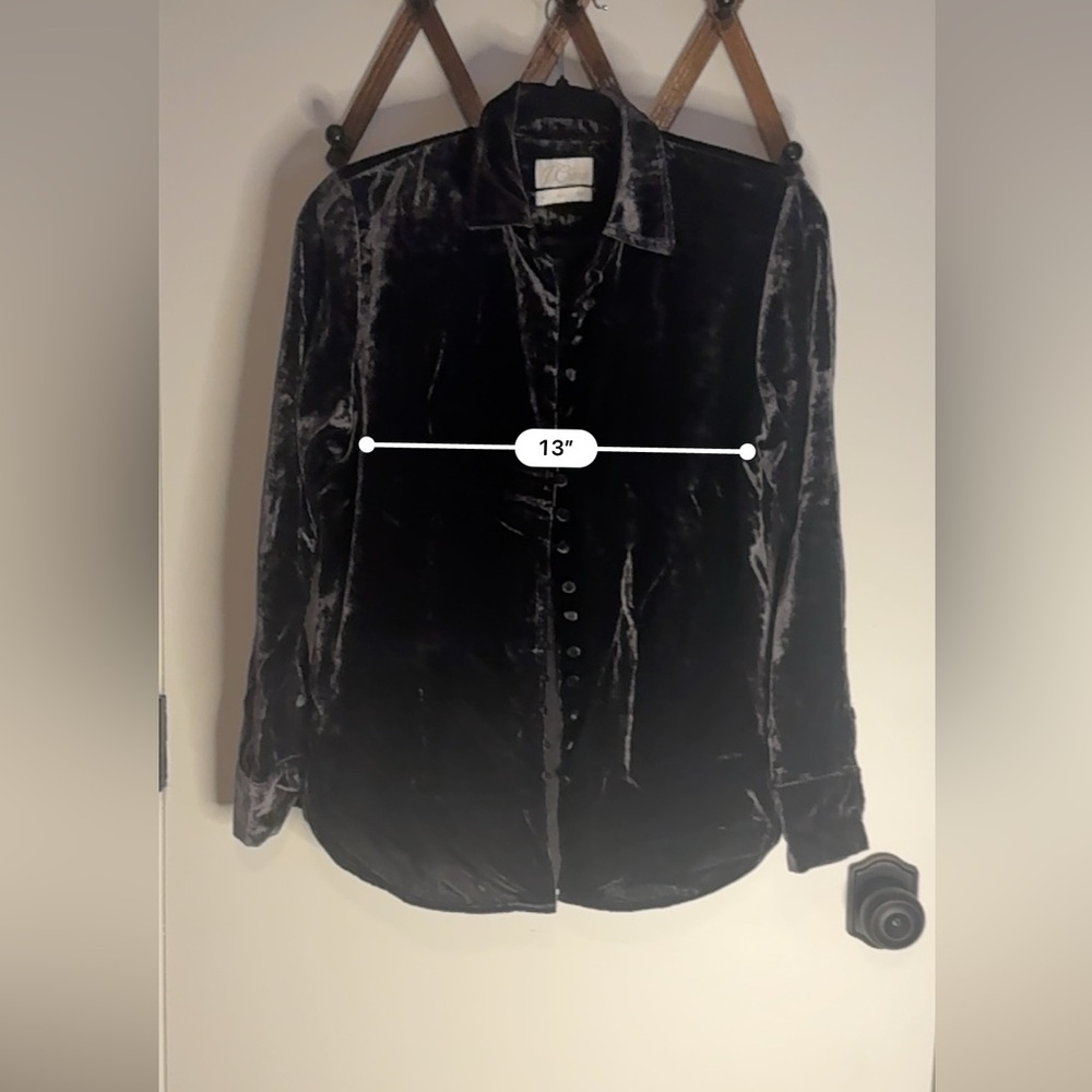J. Crew Viscose/ Velvet Button-Down Shirt - Dark Gray